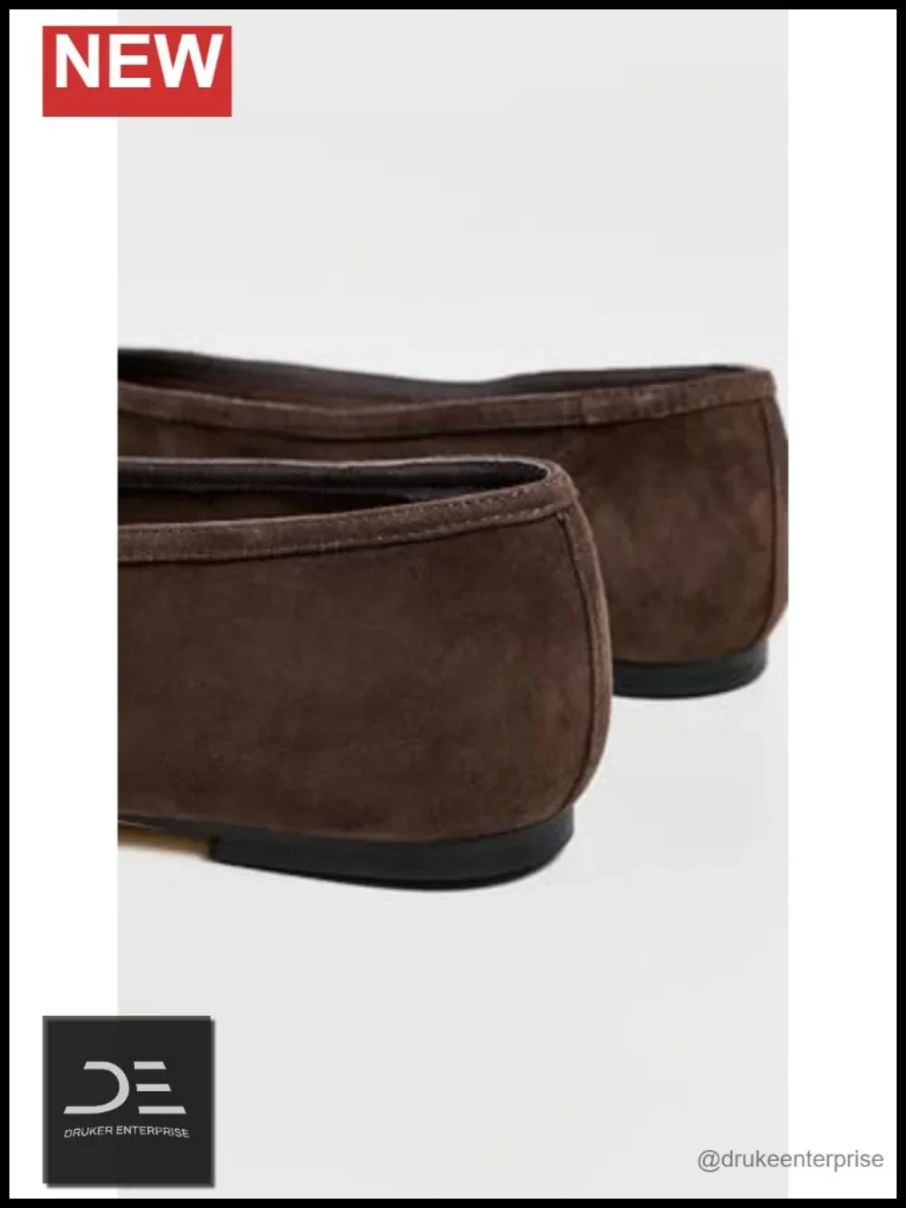 Suede Leather Square Toe Slip-On Flats Low Heel Minimalist